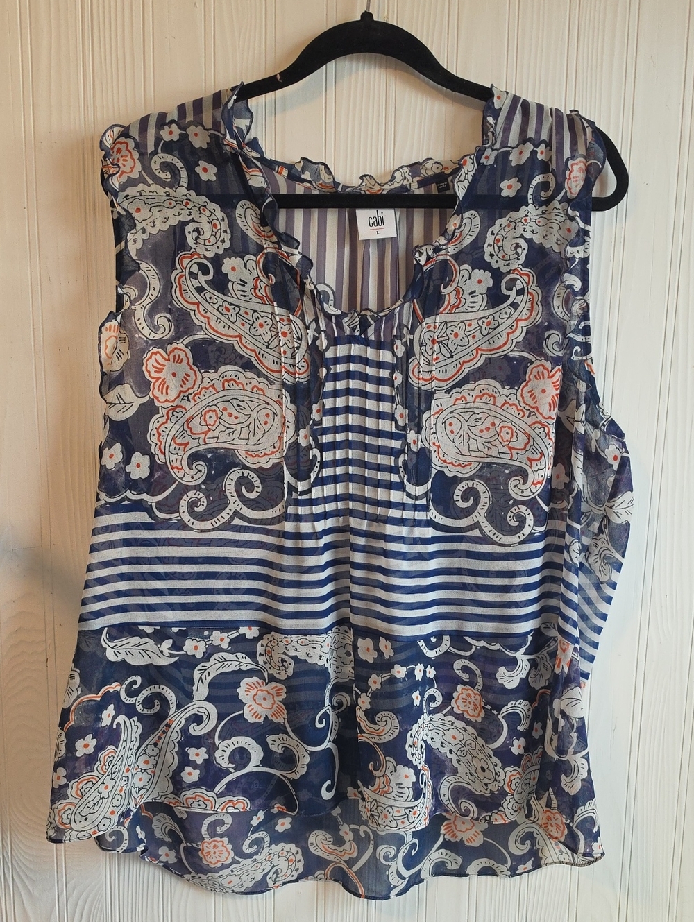 NWOT Cabi Sheer Floral Sleeveless Blouse L #5349